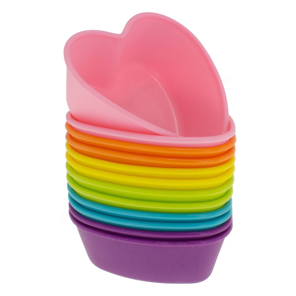 Freshware 12-pack Silicone Heart Reusable Cupcake and Muffin Baking Cup