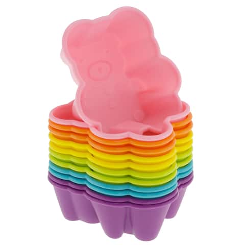 Freshware 12-pack Silicone Bear Reusable Cupcake and Muffin Baking Cup