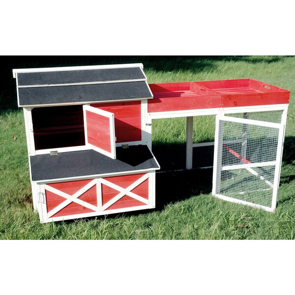 Merry Products Red Barn Chicken Coop with Roof Top Planter - Free 