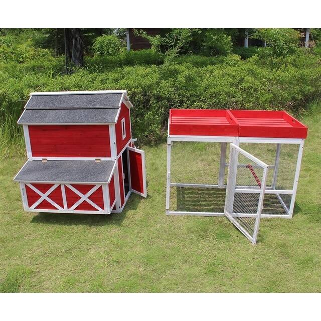 Merry Products Wooden Red Barn Chicken Coop Overstock 10480283