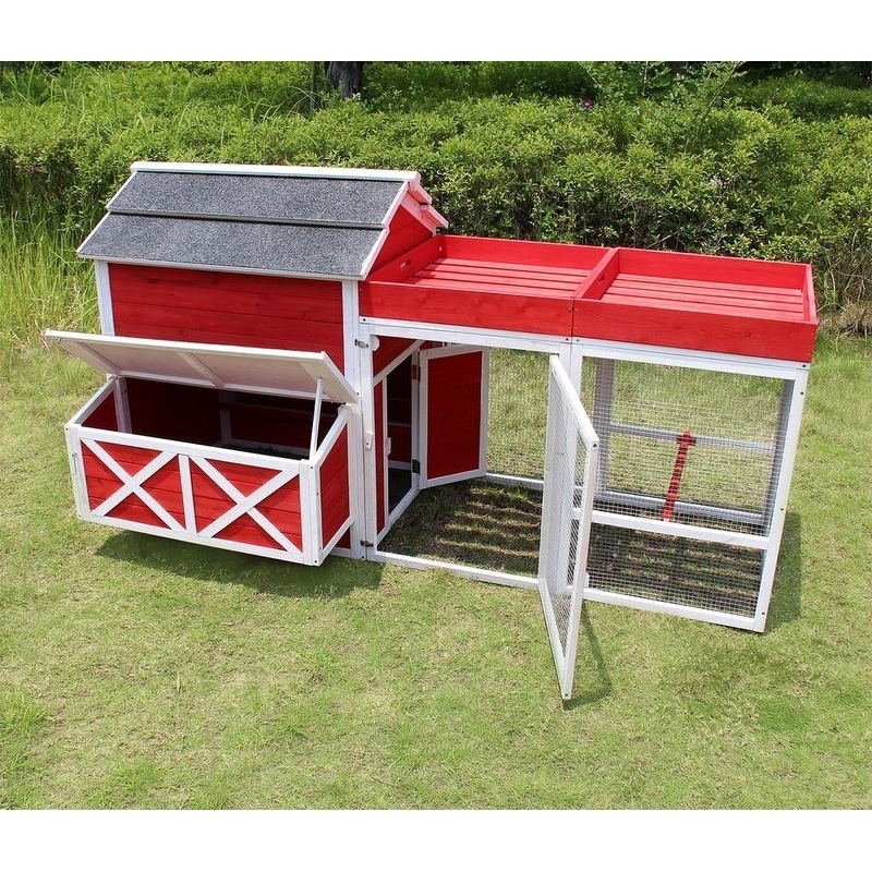 Merry Products Wooden Red Barn Chicken Coop