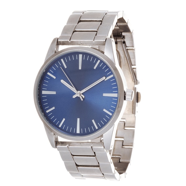 Fortune NYC Men's Silver Case & Blue Dial / Silver Strap Watch - Free ...