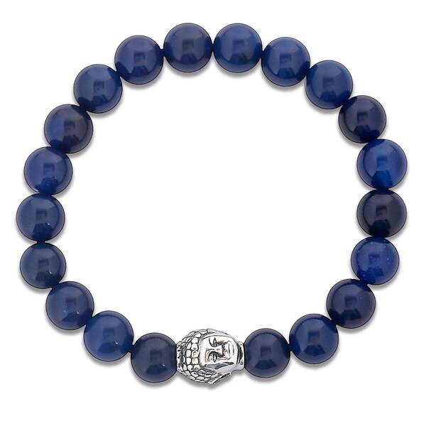 Stainless Steel Buddha and Natural Stone Beaded Bracelet (10mm)