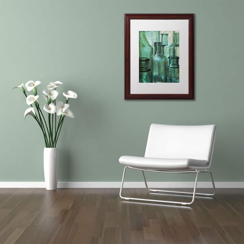 Patty Tuggle 'Antique Bottles' White Matte, Wood Framed Wall Art