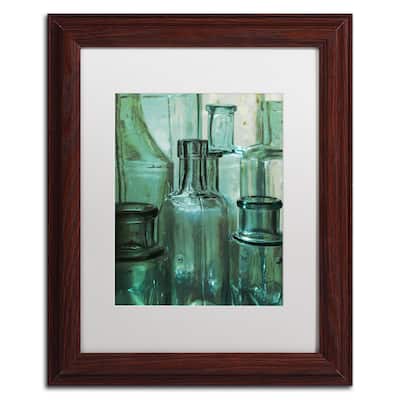 Patty Tuggle 'Antique Bottles' White Matte, Wood Framed Wall Art