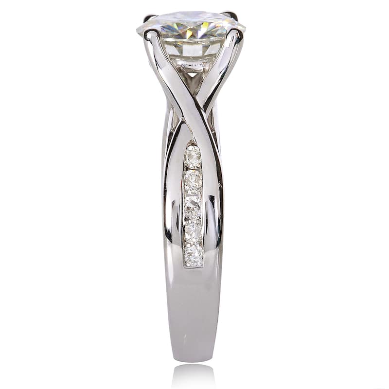 Annello by Kobelli 14k White Gold 1 1/5ct TDW Round Diamond Engagement Ring