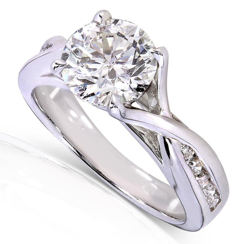 Annello by Kobelli 14k White Gold 1 1/5ct TDW Round Diamond Engagement Ring