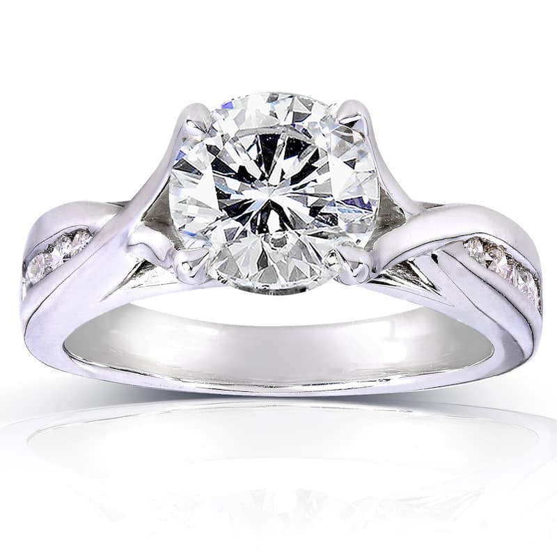 Annello by Kobelli 14k White Gold 1 1/5ct TDW Round Diamond Engagement Ring - 4
