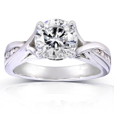 Annello by Kobelli 14k White Gold 1 1/5ct TDW Round Diamond Engagement Ring