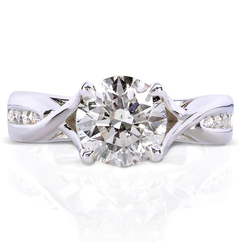 Annello by Kobelli 14k White Gold 1 1/5ct TDW Round Diamond Engagement Ring