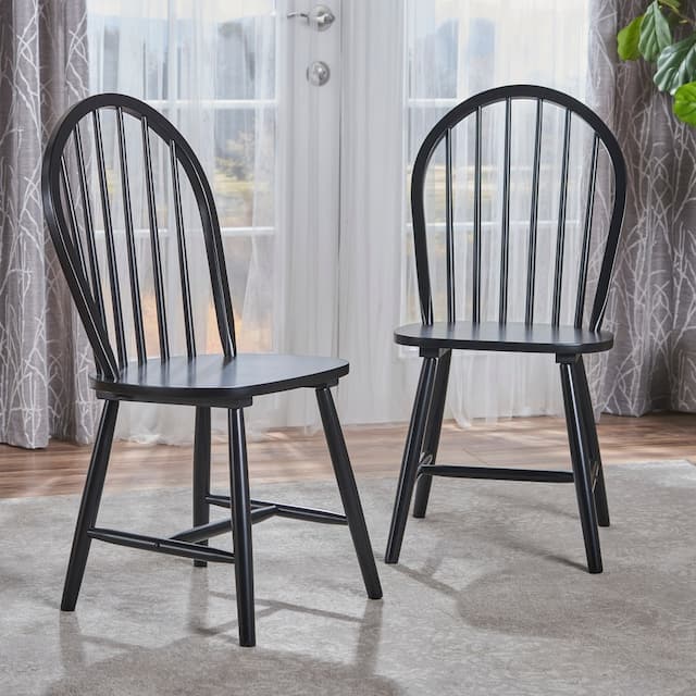 Declan Farmhouse High Back Spindle Dining Chairs (Set of 2) by Christopher Knight Home - Black