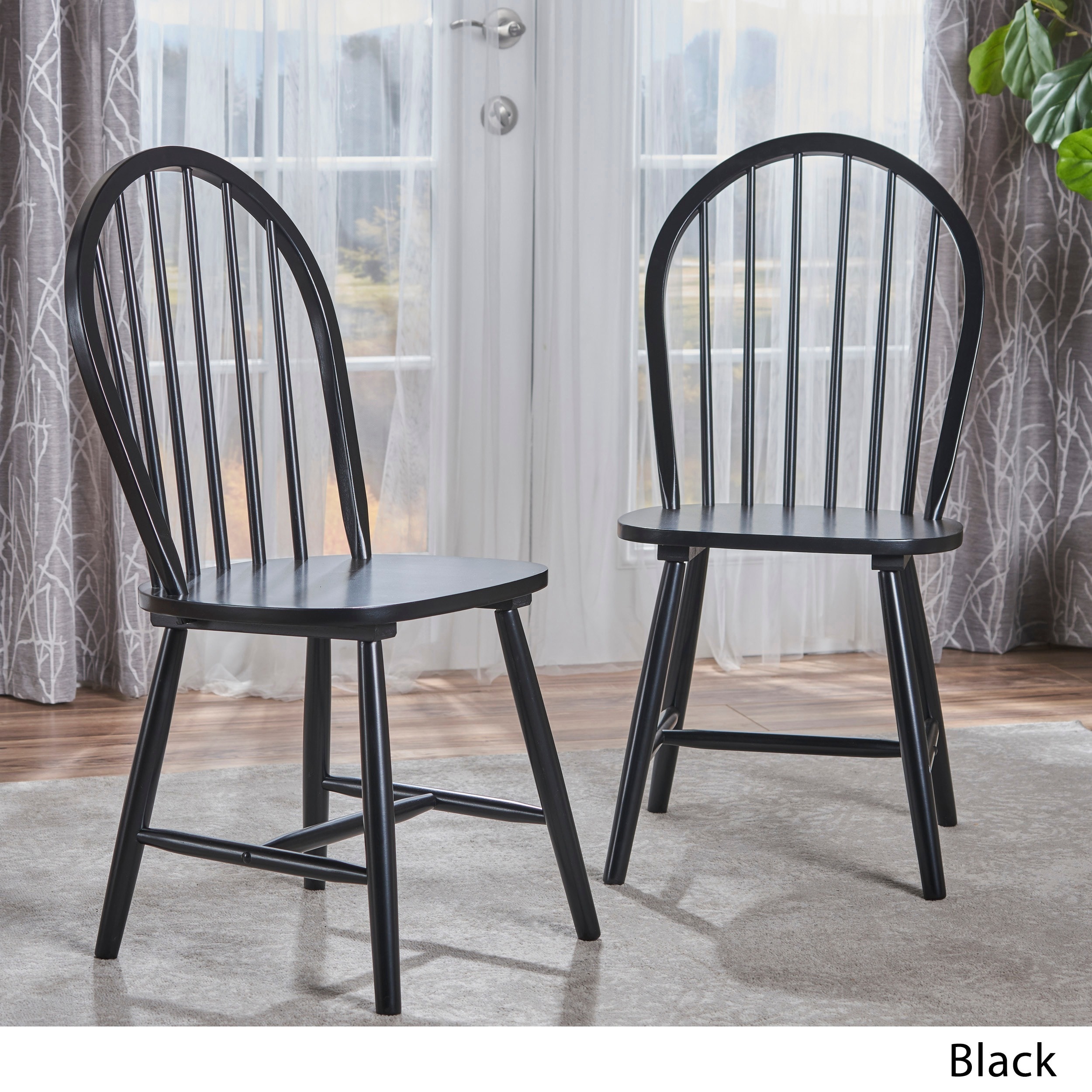 Countryside High Back Spindle Wood Dining Chair (Set of 2 ...