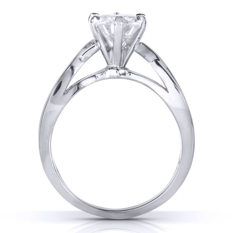 Annello by Kobelli 14k White Gold 1 Carat Round Brilliant Diamond Solitaire Crossover Engagement Ring