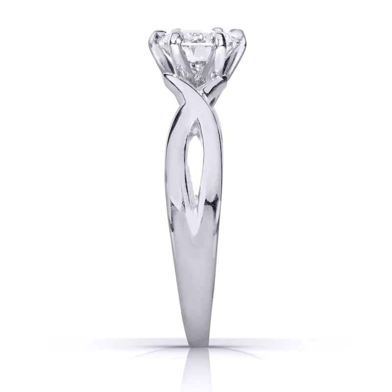 Annello by Kobelli 14k White Gold 1 Carat Round Brilliant Diamond Solitaire Crossover Engagement Ring