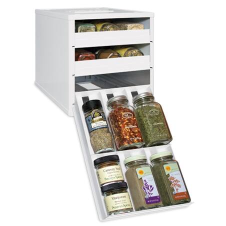 Original SpiceStack 18-bottle White Spice Organizer with Universal Drawers