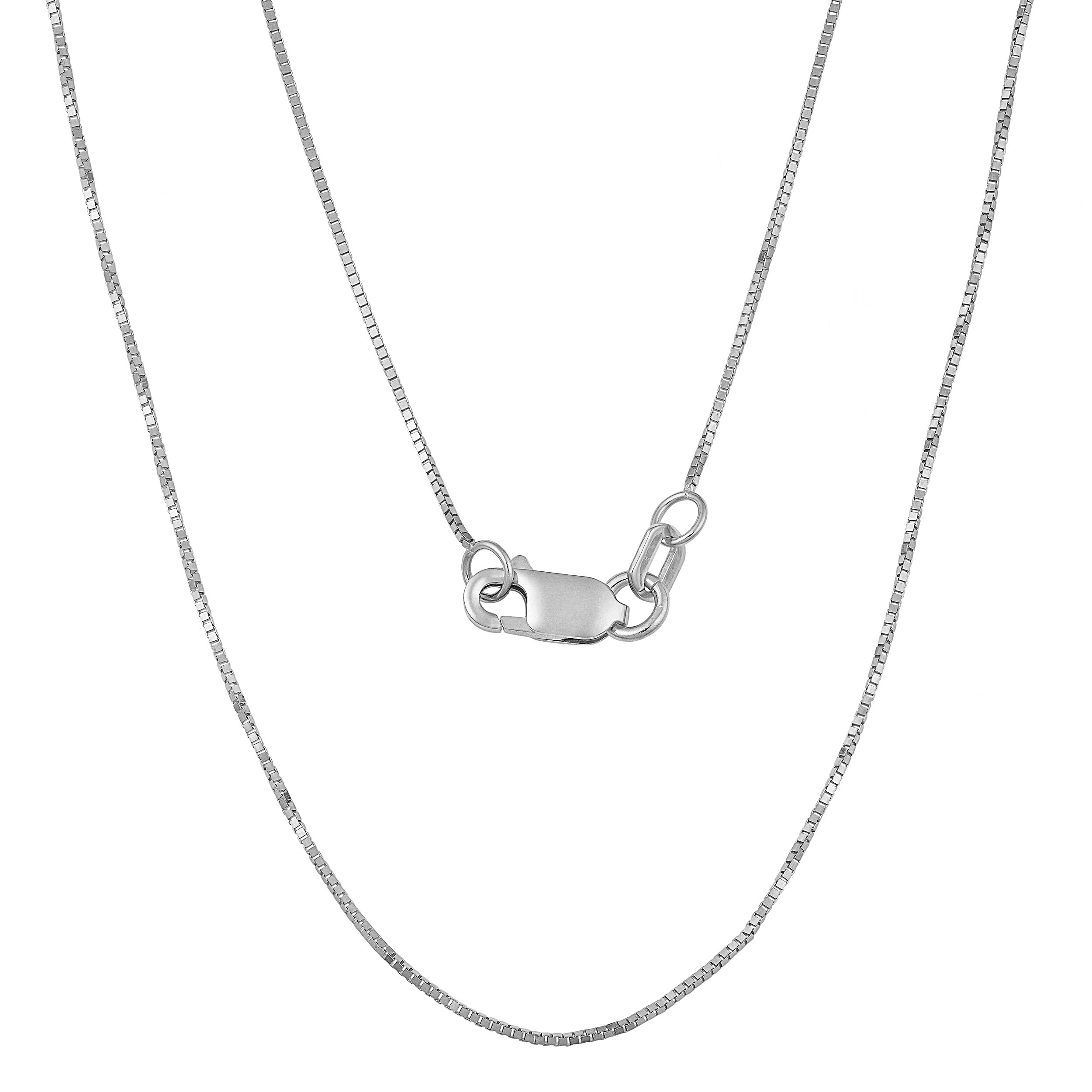 14K White Neckalce 0.7MM 18 INCH Long 14k White Gold 0.70mm Box Chain W//lobster Catch
