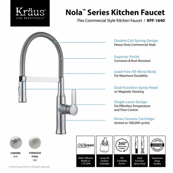 Shop Kraus Kpf 1640 Nola Flex Commercial Style 1 Handle 2 Function