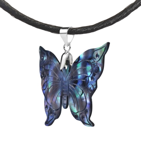 925 solid Sterling Silver Butterfly with Abalone wings pendant