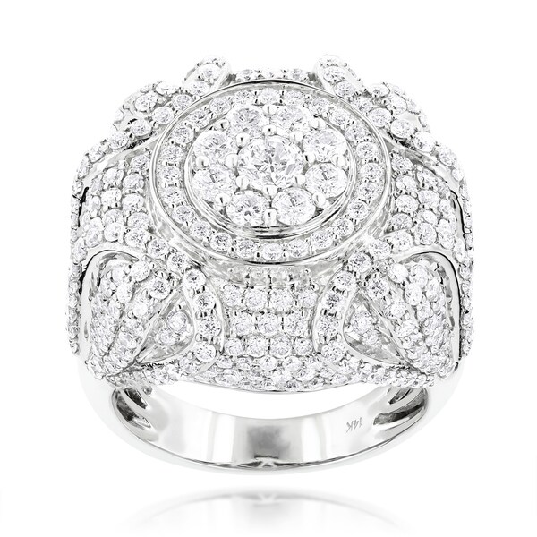 Shop Luxurman 14k White Gold Men's 6 1/2ct TDW Diamond Designer Ring