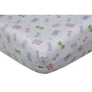 Girls' Butterfly Cotton Fitted Crib Sheet