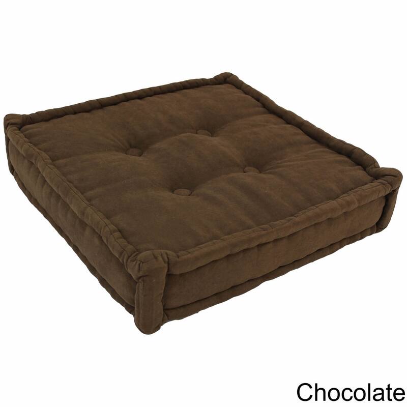 20-inch Microsuede Tufted Floor Pillow - Chocolate