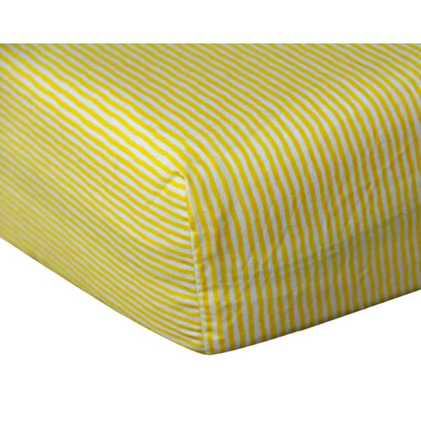 slide 1 of 1, Yellow Stripe Cotton Fitted Crib Sheet