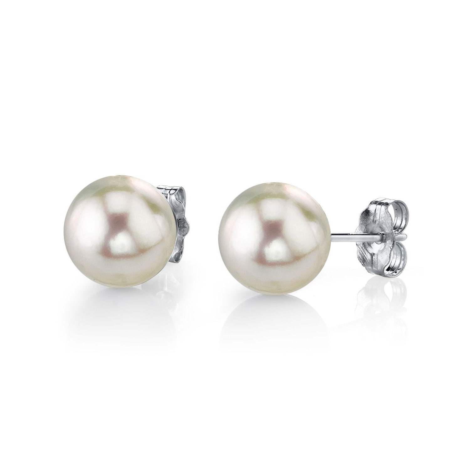 18 Length AAA Quality 14K Yellow Gold 6.5-7.0mm White Freshwater Cultured Pearl Necklace Earrings Set