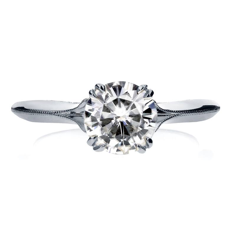 Annello by Kobelli 14k White Gold 1 1/10ct TDW Diamond Milgrain Beaded Knife Edge Ring