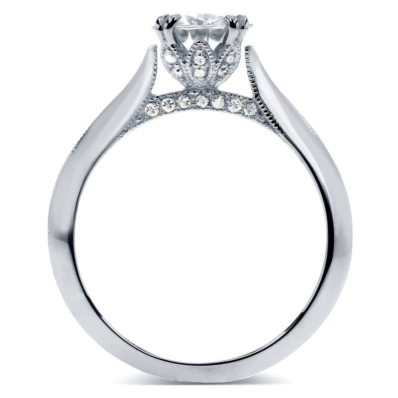 Annello by Kobelli 14k White Gold 1 1/10ct TDW Diamond Milgrain Beaded Knife Edge Ring