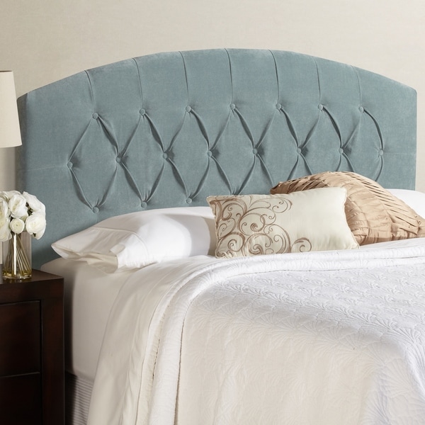 Humble + Haute Halifax Blue Velvet Curved Upholstered Headboard 