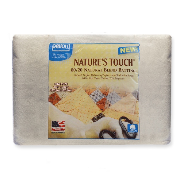 96 Wide 30 Yard Roll Pellon Natures Touch Natural Blend 80//20 Batting with Scrim