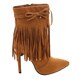 high heel fringe boots