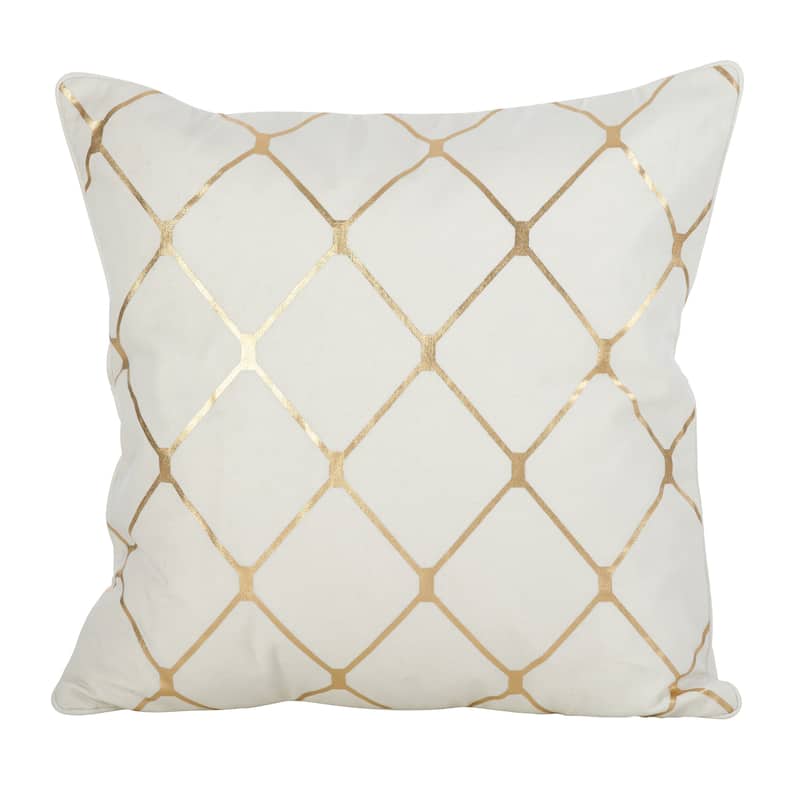 Metallic Diamond Design Pillow - 18" x 18 - Gold