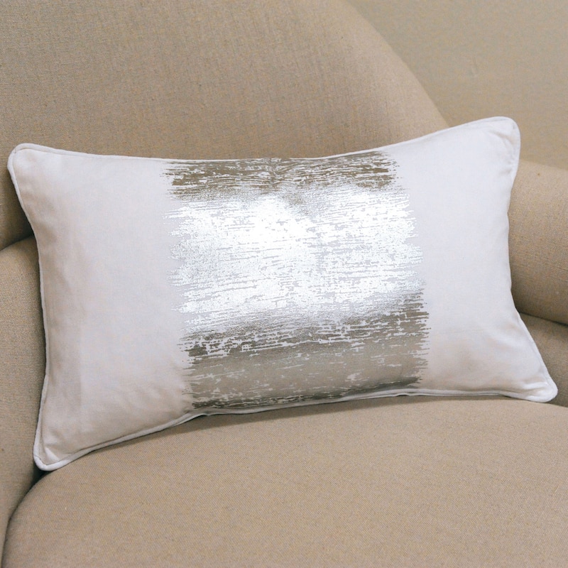 Metallic Banded Design Pillow - 12 x 20 - Silver