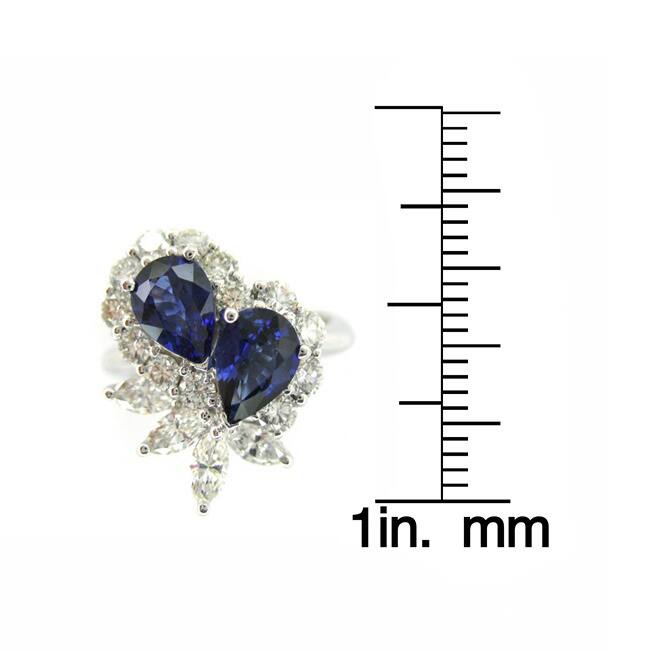 Kabella 18k White Gold Pear-cut Sapphire 1 1/6ct TDW Diamond Ring (G-H, SI1-SI2)