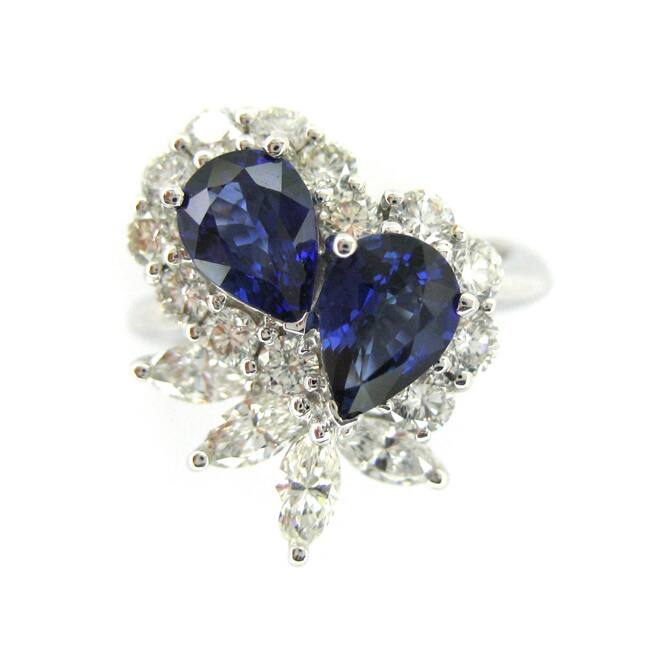 Kabella 18k White Gold Pear-cut Sapphire 1 1/6ct TDW Diamond Ring (G-H, SI1-SI2)