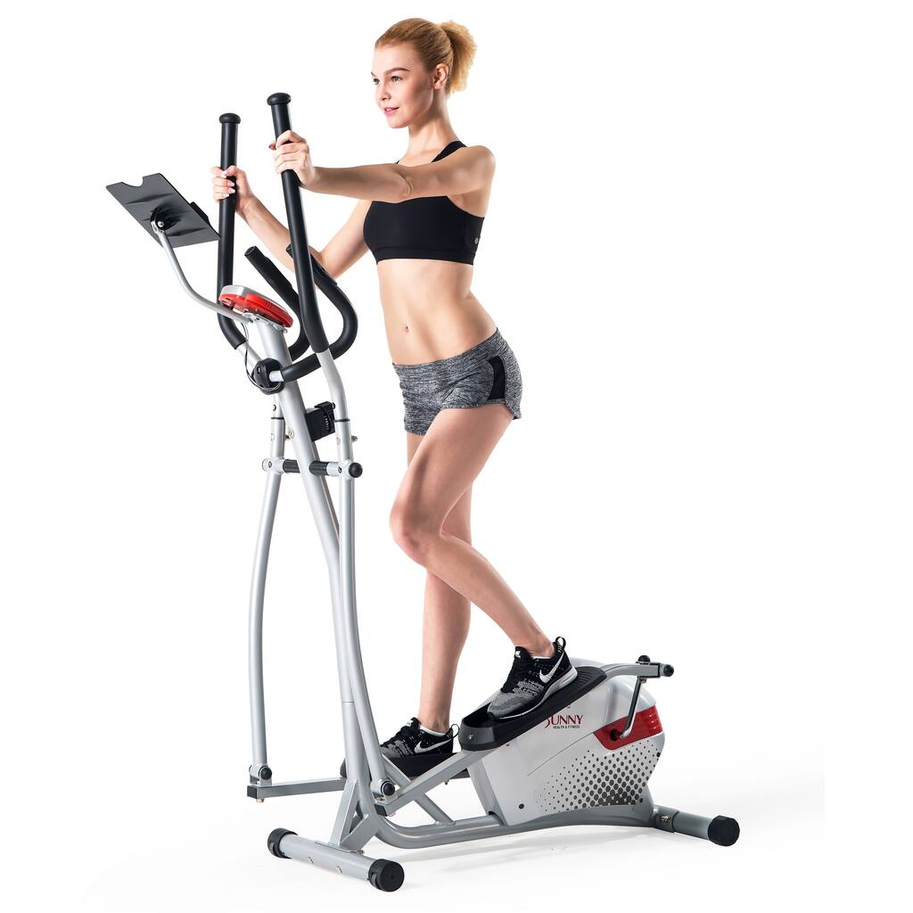 Sunny Health & Fitness SF-E3416H Magnetic Elliptical Trainer with Tablet Holder - Silver