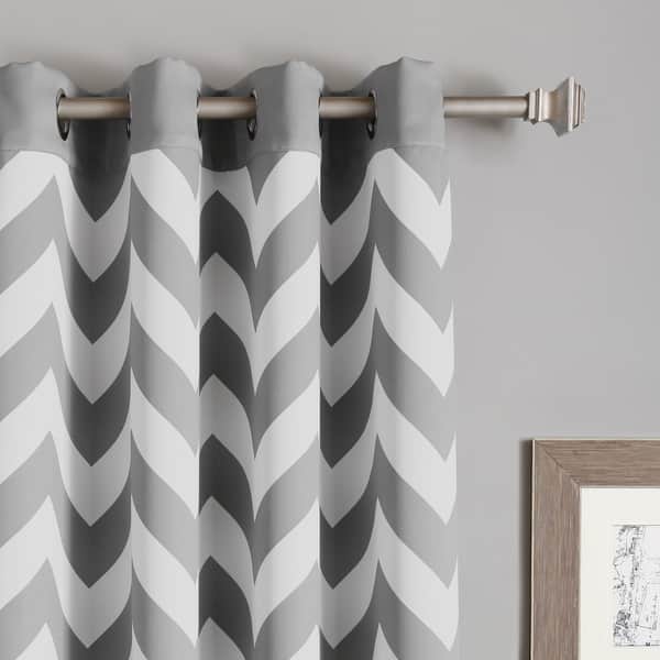 Shop Aurora Home Chevron Print Room Darkening Grommet Top Curtain