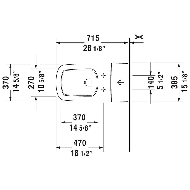 Dual Flush 14 5//8 x 27 1//2 Bowl Only Duravit 2160010000 Durastyle One-Piece Toilet Bowl with 12 Rough-In