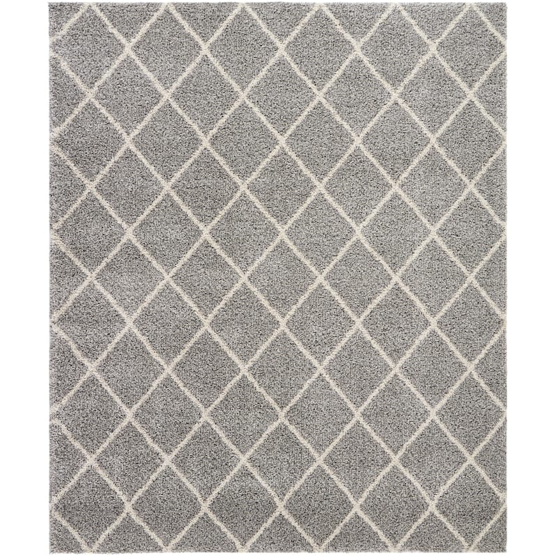 Nourison Brisbane Shag Ash Rug - 8' 2" x 10' - 8' 2" x 10' - Light Grey - Rectangle