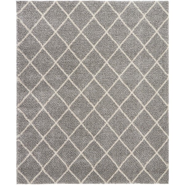 slide 2 of 4, Nourison Brisbane Shag Ash Rug - 8' 2" x 10' 8' 2" x 10' - Light Grey - Rectangle