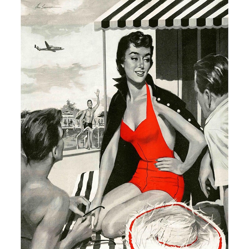 Marmont Hill - "Red Hot Woman" Painting Print on Canvas - Multi-Color