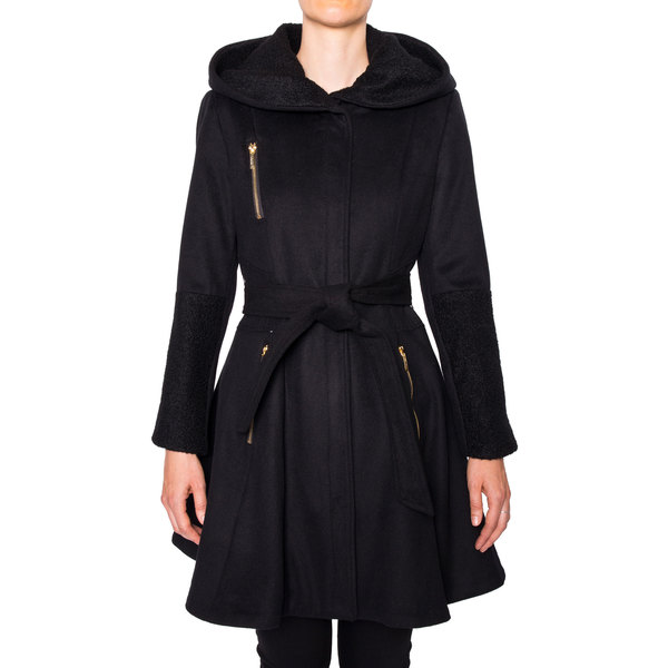 Laundry Women's Belted Fit And Flare Wool Coat With Hood - Free ...
