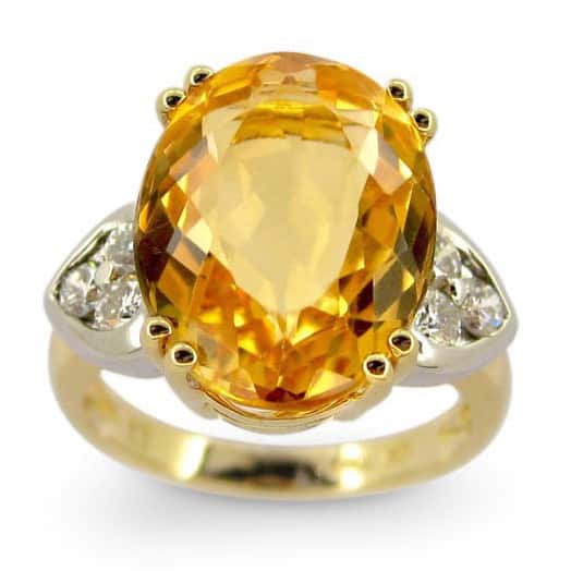 Kabella Luxe 18k Yellow Gold Oval Imperial Topaz 1/2ct TDW Diamond Cocktail Ring (G-H, SI1-SI2)