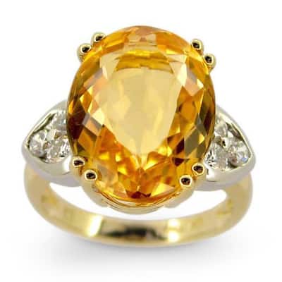 Kabella Luxe 18k Yellow Gold Oval Imperial Topaz 1/2ct TDW Diamond Cocktail Ring (G-H, SI1-SI2)