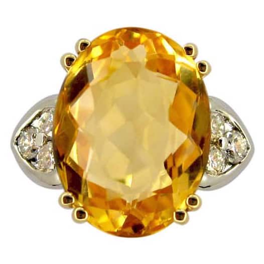 Kabella Luxe 18k Yellow Gold Oval Imperial Topaz 1/2ct TDW Diamond Cocktail Ring (G-H, SI1-SI2)