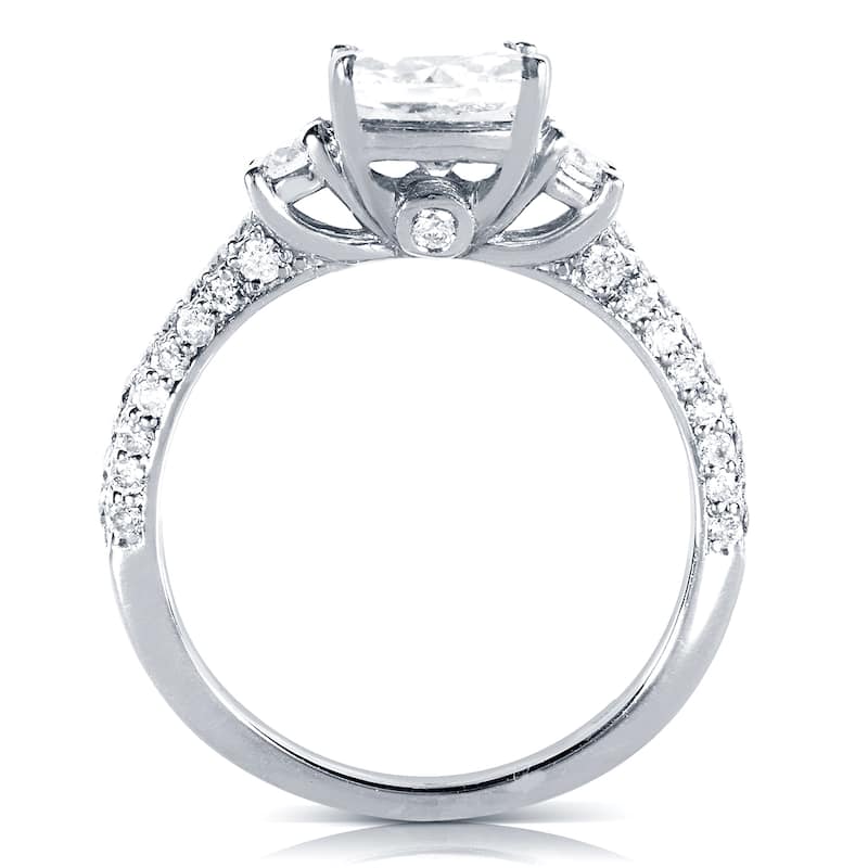 Annello by Kobelli 14k White Gold 1 1/2ct TDW Diamond Three Stone Engagement Ring