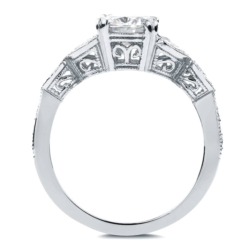 Annello by Kobelli 14k White Gold 1 1/5ct TDW Diamond Floral Antique Engagement Ring