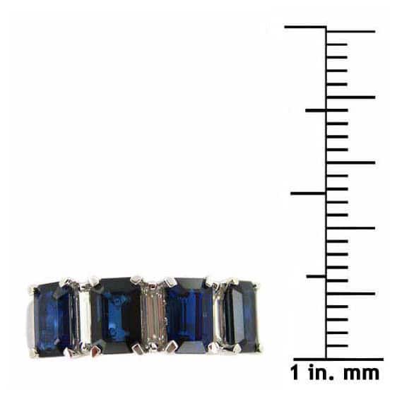 Kabella 18k White Gold Sapphire and 1/3ct TDW Diamond Band (G-H, SI1-SI2) (Size 6.75)