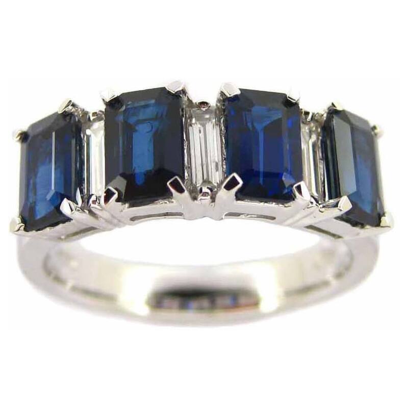 Kabella 18k White Gold Sapphire and 1/3ct TDW Diamond Band (G-H, SI1-SI2) (Size 6.75)